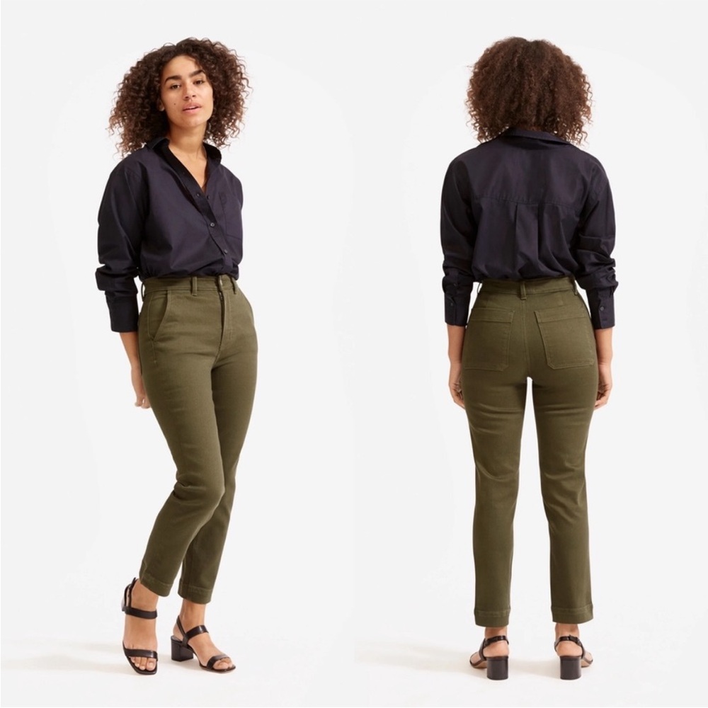 Everlane The Slim Leg Crop Pant, Size 8 Regular, Lunar Green